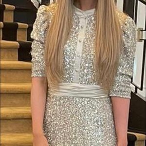 Stunning womens THEIA gold sequin gown for sale worn once! Sold out everywhere!